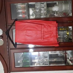 Men Red Leather Pants